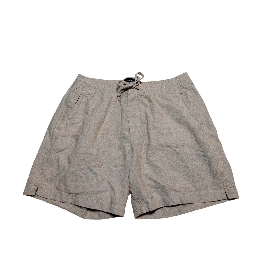 Abercrombie & Fitch Shorts Mens Large Beige Linen Blend Stretch Chino 4 Inseam